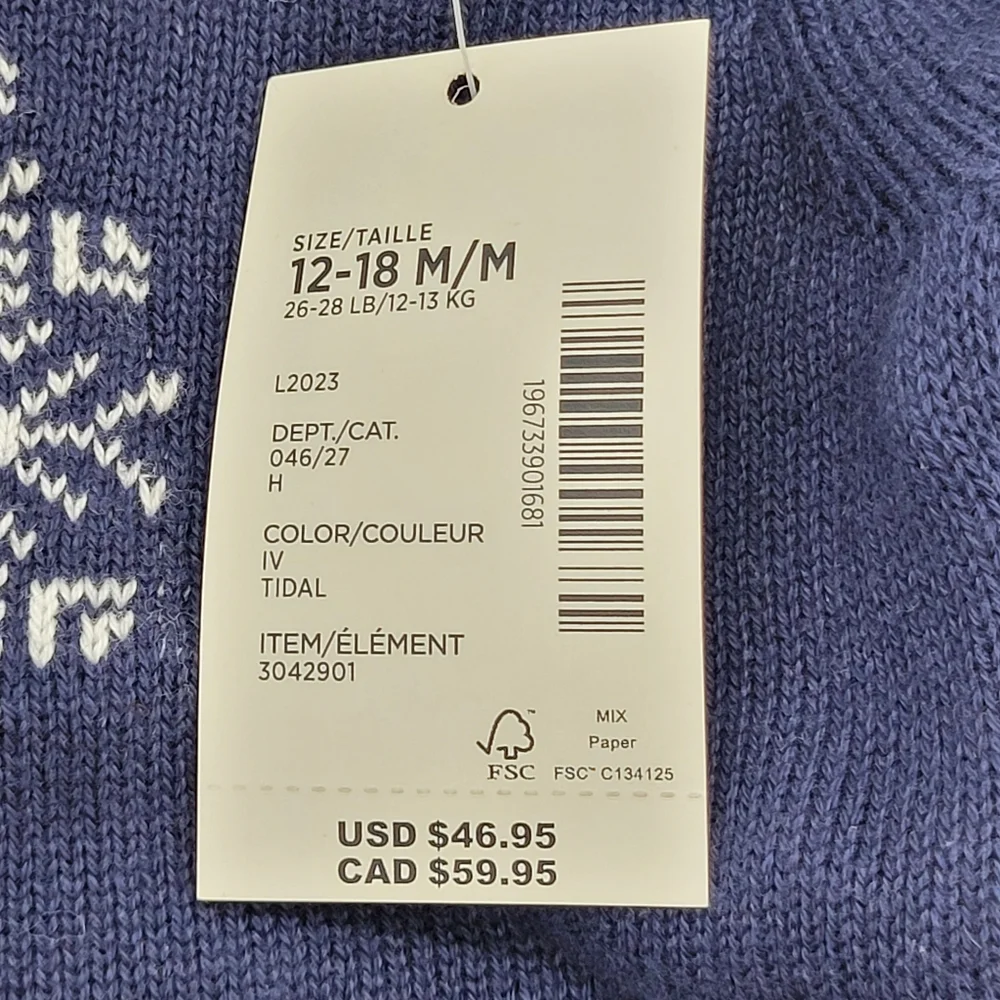 Gymboree Sweater Dress Navy Blue Snowflake Design Winter Holiday Size 12-18m NEW